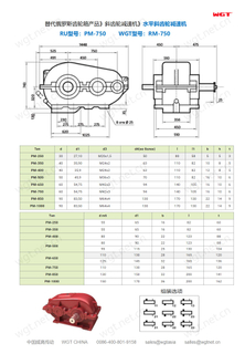 Horizontal helical gearbox cylindrical reducer RM-750 for lifting and construction industry