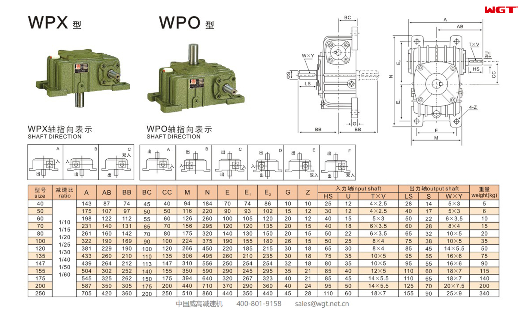 WPO80 worm gear reducer single speed reducer